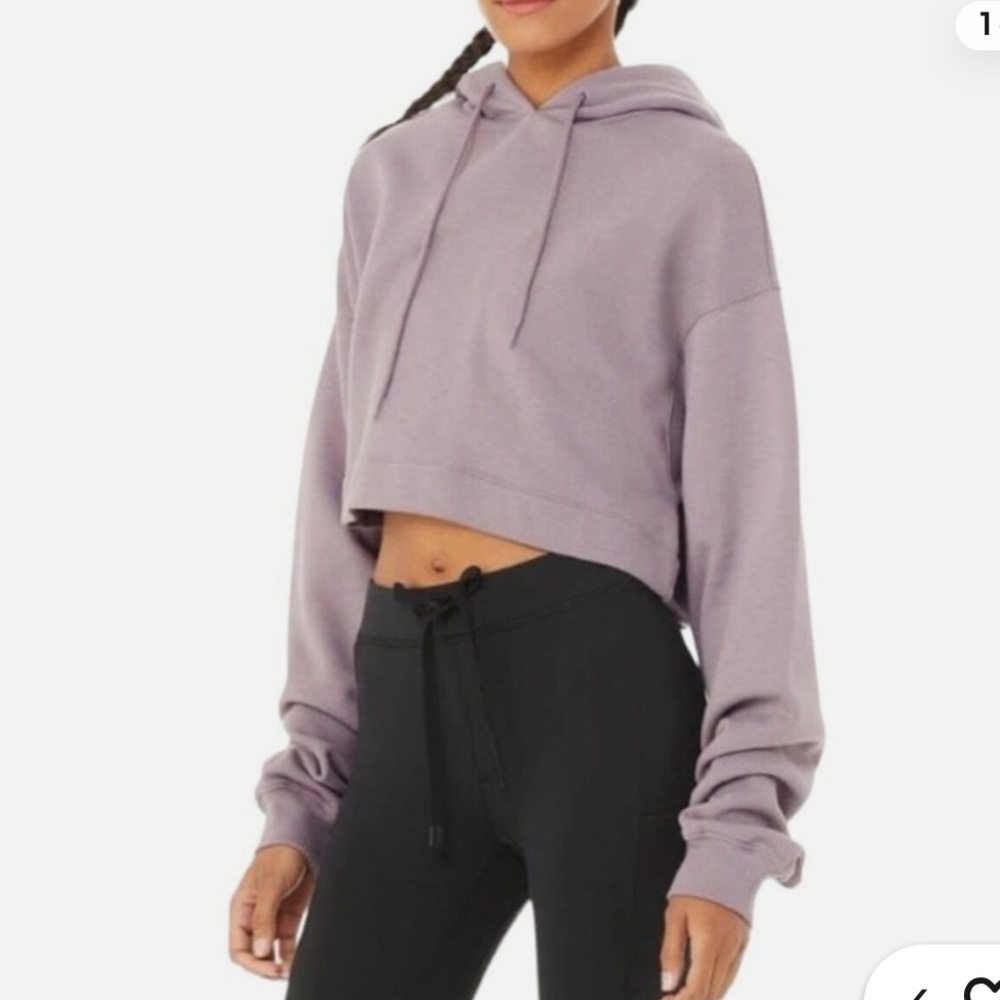 ALO Yoga Bae Relaxed Fit Cropped Hoodie (XS)